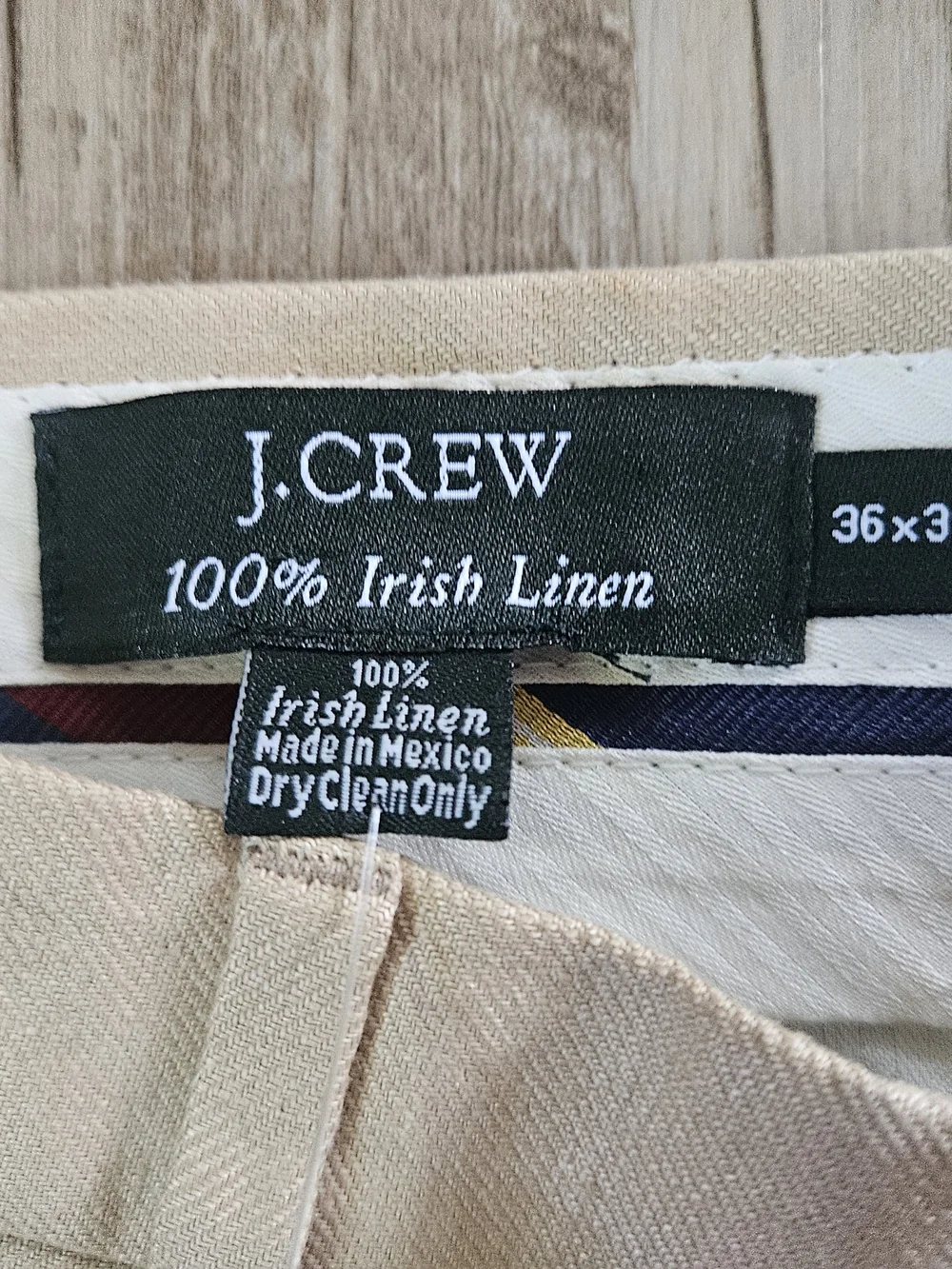 NWT J. Crew Men’s Tan 100% Irish Linen Straight Fit Pleated Dress Pants 36x32